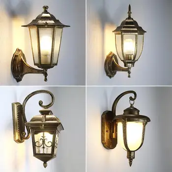 Европейският уличен водоустойчив ретро лампа, Външен стенен монтаж лампа на вътрешното романтична украса, градина, тераса, лампа, фенер