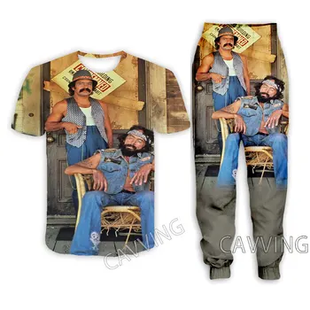 Ежедневни тениски с 3D принтом Cheech & Chong + Панталони за джогинг, Панталони, Костюми, Дамски/Мъжки комплекти, Костюми, Дрехи G02