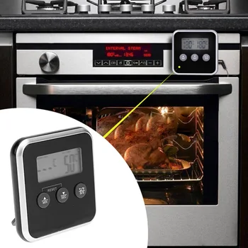 Електронен LCD термометър за храни, температурен сензор за барбекю, таймер за готвене
