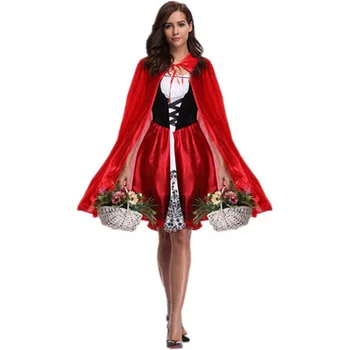 Жена ретро Средновековния готически Костюм за cosplay за Хелоуин, Коледа, Туника, мини-Лолита, Реколта Червената Шапчица, Hoody с качулка, дъждобран