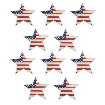 Звездна украса на 4 юли; дървени звездни знаци за Ден на независимостта; Украса под формата на звезда с Деня на независимостта; Дървена Маса
