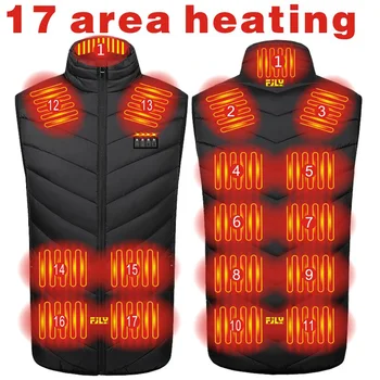 Зимна USB-жилетка с подгряване, 17 Зони, топлинна жилетки, облекло за тялото, за мъже дамски, моющаяся, с бързото изгаряне за лов, туризъм, къмпинг