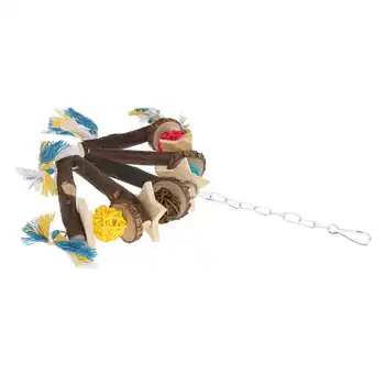  Играчка за хапка в клетката, дъвчене играчка за птици, цветни с фиксиран на една кука за африканския сив папагал
