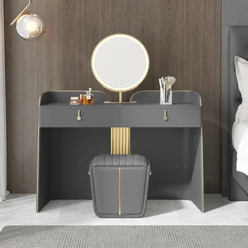 Италиански Лесен Луксозен Тоалетка в спалнята, Модерен проста масичка за грим, вграден гардероб за съхранение на масата за грим