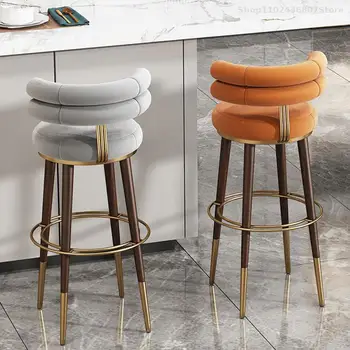 Италиански плат столове за хранене, Кухненски Бар стол от неръждаема стомана, обзавеждане за дома, Модерни минималистичные бар столове с облегалка
