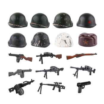 Каски на Съветската Армия от Втората Световна Война, Пистолети, Градивни елементи, Фигурки на войници, Аксесоари За Военни Оръжия SSH40, Шапки Mosin BOBOSHA, Играчки за Пистолети C266