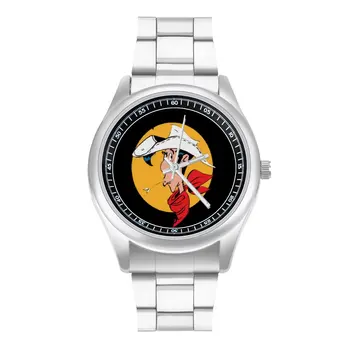 Кварцов часовник Lucky Luke, пролетни изключително ръчен часовник с широка каишка от неръждаема стомана, ръчни часовници за тийнейджъри