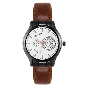 Кварцов часовник за мъже с кожена каишка, модни прости ежедневни спортни универсални мъжки кварцов часовник