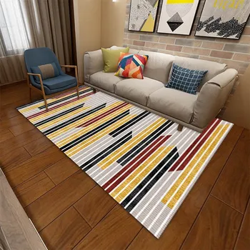 Килим за хола Reese в североевропейском американски стил, лесен луксозен килим в геометрична лента за ресторант, Противоскользящий подложка за спални, хотелски диван