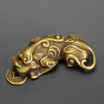 Китайски старинни колекционерски от чиста мед God beast pixiu малка окачване № 19