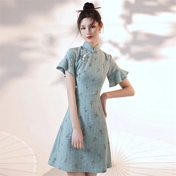 Китайските традиционни костюми, сватбени рокли за жени, Qipao Modern 2021, тънка секси къса пола, рокля Чонсам, Нова мода