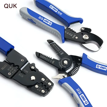 Клещи QUK За Източване на Кабели Кабелен нож Скоба за Източване на пресклещи Многофункционален домакински ремонт на Преносим комплект ръчни инструменти