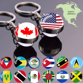 Ключодържатели с Флага Северна америка, Ключодържател със Стъклена Топка, Съединените Щати, Мексико, Канада, Бижута с Националния Флаг, Ключодържатели ключодържател