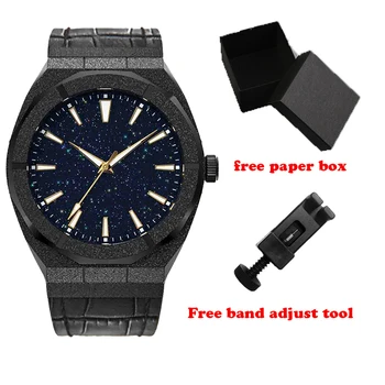 Коледа Черно 5ATM Водоустойчив Звезден прашни циферблат Paul Rich Style Стоманени часовници за мъже