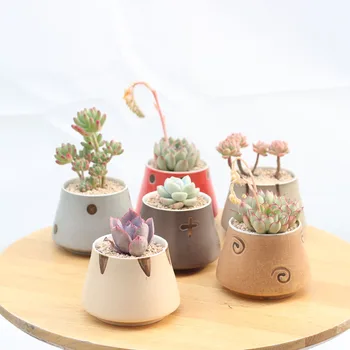 Комплект от 6 японски керамични съдове с трансмутационной глазура, саксии за сочни растения, набор от декоративни саксии 6 цвята