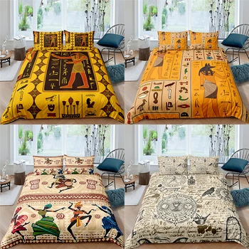 Комплект спално бельо, луксозен 3D принт в индийски стил, 2/3 бр., удобен детски чаршаф, калъфка за възглавница, домашен текстил, единична/Queen/King Size