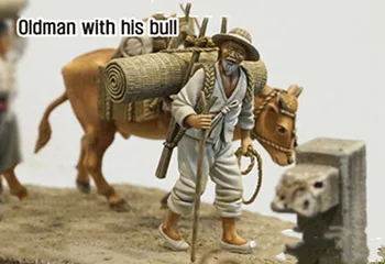 Комплекти миниатюрни модели в разглобено формата на 1/35 Старецът със своята фигура на бик от смола неокрашенный