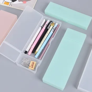 Креативен прост, прозрачен матиран молив случай за моливи, Пластмасова кутия за съхранение на канцеларски материали, дръжка за училище, Офис подаръци