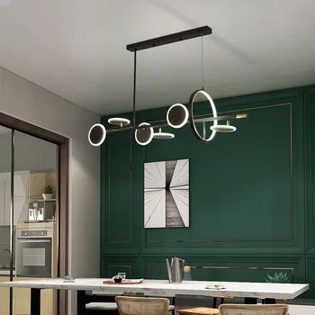 Креативни led окачен лампа в черен корпус с 3 цветови регулировками температура Полилей за трапезария Кухня Бара Магазин