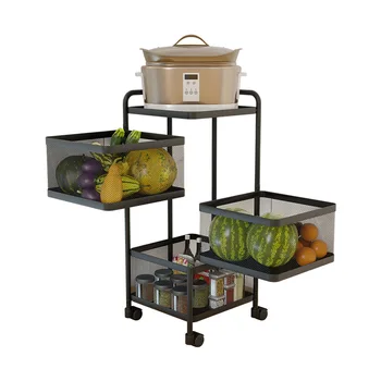 Кухненски въртящата стелаж за зеленчуци, многослоен квадратен рафтове за съхранение на домашни плодове и зеленчуци