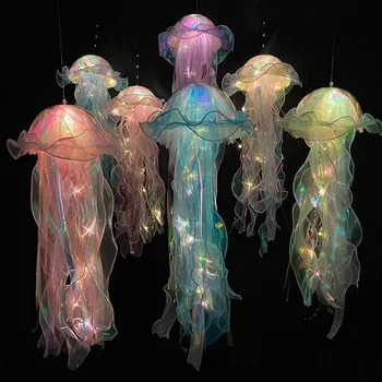 Лампа във формата на медузи, преносим цветен лампа, лампа за украса на атмосферата в стаята на момичето, Нощна лампа в спалнята, Декорация на дома