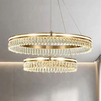 Лампата в хола, кристален полилей, луксозна лампа за хранене, лампа за главната спални, модерен минималистичен и красива