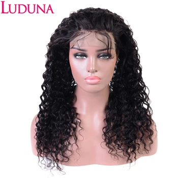 Лейси предна закопчалка Luduna Water Wave 360, Предварително выщипанная от детски коса, бразилска Коса, Швейцарско дантелено фронтално затваряне от човешка коса Remy