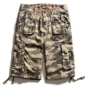 Летни военни камуфляжные шорти-карго 2022, Модни камуфляжные ежедневни панталони с много джобове, Мъжки Бермуди