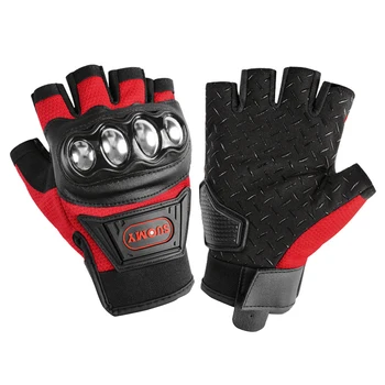 Летни Червени мотоциклетни ръкавици Moto Rbike, дишащи състезателни ръкавици на половината от пръста, ръкавици за спорт на открито, ръкавици за езда, ръкавици за мотокрос