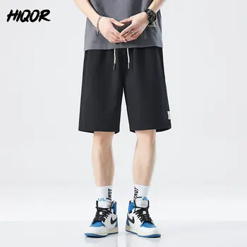 Летни шорти за фитнес във фитнес залата HIQOR, бързо съхнещи свободни гащички за бягане с шнурком, японски панталони с дължина до коляното