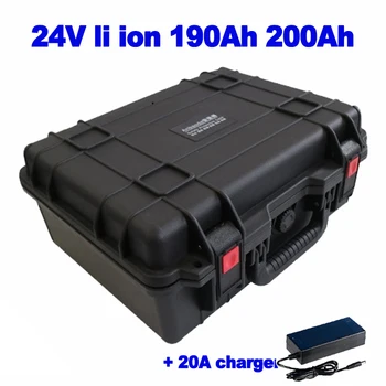литиево-йонна батерия 24v 190Ah 200ah 100A 150A BMS за съхранение на слънчевата енергия AGV мотокар мотокар Телекомуникационна базова станция на АВТОБУСА EV + Зарядно устройство 20A