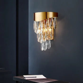Луксозен кристал, с монтиран на стената лампа с Високо качество, с монтиран на стената Лампа за спални, прикроватной нощни шкафчета, всекидневна, творчески дом декорации, лампи LED Блясък