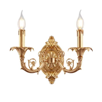 Луксозен стенен лампа във френски стил, нощна лампа, пълна с медни свещ и декоративна лампа за всекидневната, led, с монтиран на стената лампа в коридора