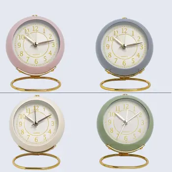 Луксозни метални кръгли часовници с номер за студенти, украса на работния плот, алармен часовник в ретро стил