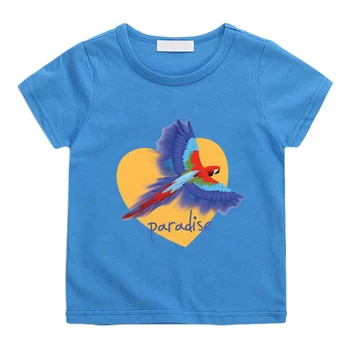 Лятна тениска Paradise Bird, 100% памук, тениски с къс ръкав и герои от анимационни филми, на ежедневните детски тениски Kawaii за момчета/момичета, удобни