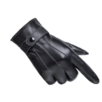 Маркови модни нови мъжки ръкавици, топло кашмир мъжки зимни ръкавици от изкуствена кожа, водоустойчиви мъжки черни ръкавици G139