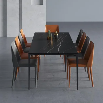 Маса за хранене Slate 2,0 м за вечеря в ресторант по 6-10 души, правоъгълна каменна плоча, изработени по поръчка Домакински модерни мебели за голяма къща