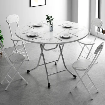 Маси от скандинавския плочи за мебели за дома, Дълга маса Сгъваема маса Квадратна Лесна за Домашно ресторант с Голяма кръгла маса