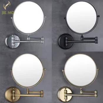 Месингови 8-инчов Кръгли огледала с 2 лица и 3 лупи за баня, Складное Огледало за грим, Латунное бронзова стенно огледало