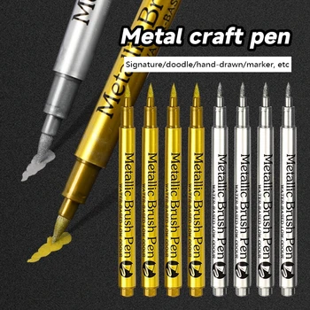Метален маркер дръжки боя четка набор от злато, сребро бяло постоянно изкуство маркери за рисуване на художника САМ занаяти scrapbooking