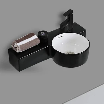 Мивка за плотове Лекота баня едно Парче керамична купа Семеен мивка Батерия за мивка Черен Сив Бял Мивка