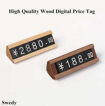 Мини дървени етикет с регулируеми номер на бижута, променят ценовите етикети на часовници, малка цена, хартия държач за карти, поставка