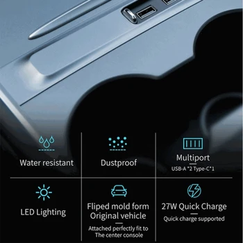 Многопортовый адаптер-хъб, интелигентно зарядно устройство, бързо зарядно устройство, удължителен кабел-USB сплитер за модел на Tesla Dropship