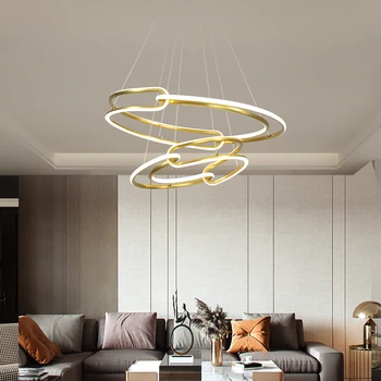 Модерен led окачен лампа Творчески тавана полилеи с кръгла покритие за трапезария спалня дневна вътрешно осветление