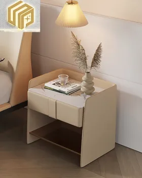 Модерен дизайн прикроватной нощни шкафчета за обзавеждане за спалня от масивна дървесина Matte каменна плоча Нощни шкафче, Шкаф за съхранение