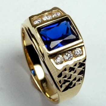 Модерен класически пръстени за мъже, луксозно пръстен с доминиращ син цирконием, сватбена халка за годеж, подарък, за партита, бижута, Директни продажби