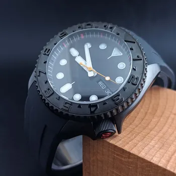 Модерен мъжки часовник японски NH36 40,5 мм, син сапфир корпус, автоматично мъжки часовници, керамични панели, гумена лента