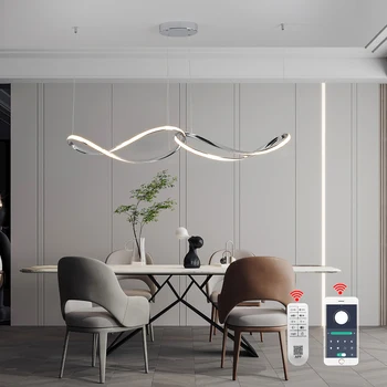 Модерна led полилей, подвесное осветление кухня, полилей за трапезария, хол, Спалня, Окачена лампа Алекса /App/Remote