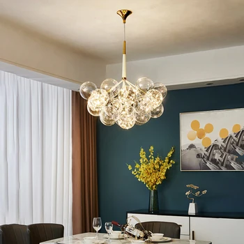 Модерна led таван полилей Gypsophila GlassBall за спални, хол, трапезария, вътрешно осветление, окачен лампа