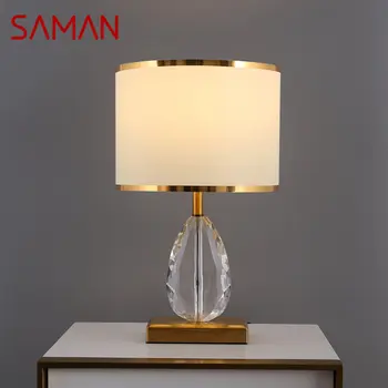 Модерна кристален настолна лампа SAMAN, реколта led луксозни настолни лампи с творчески затъмняване за дома, хол, спалня